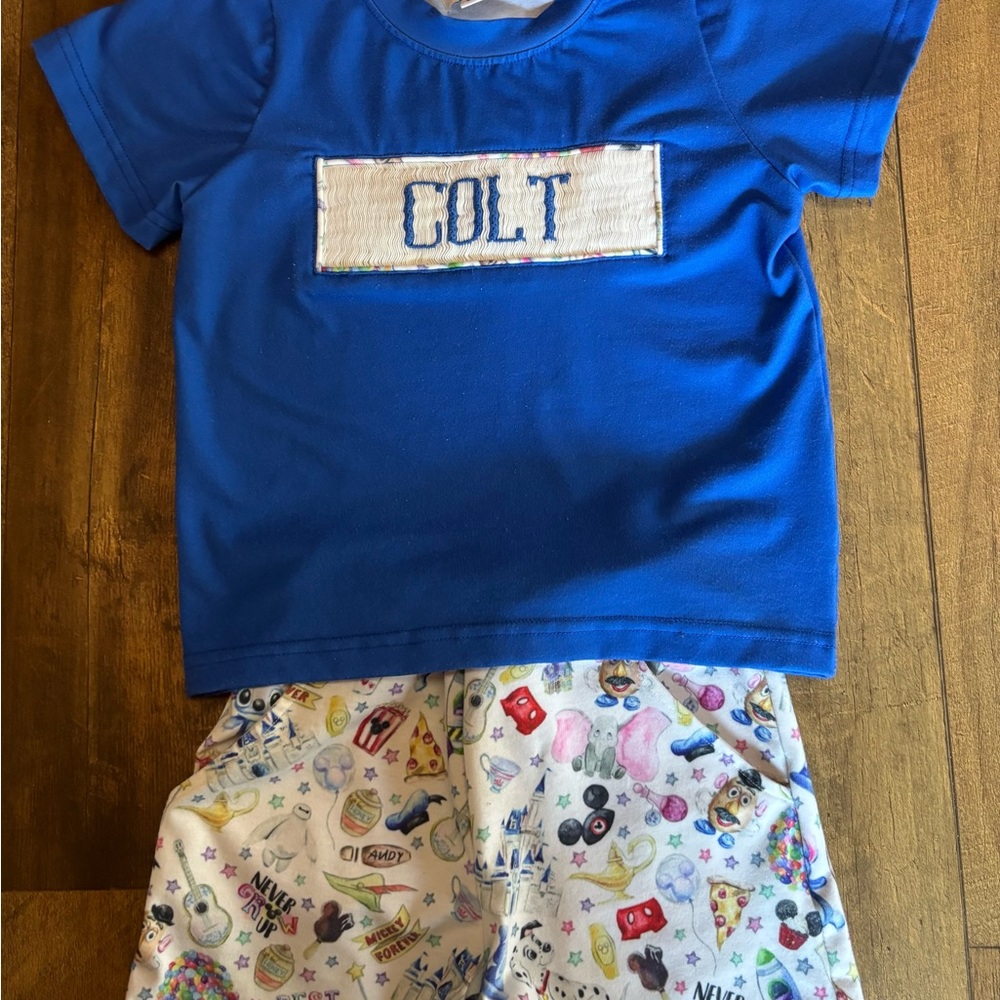 Kids Blue Pajama Set with Personalized 'Colt' Patch